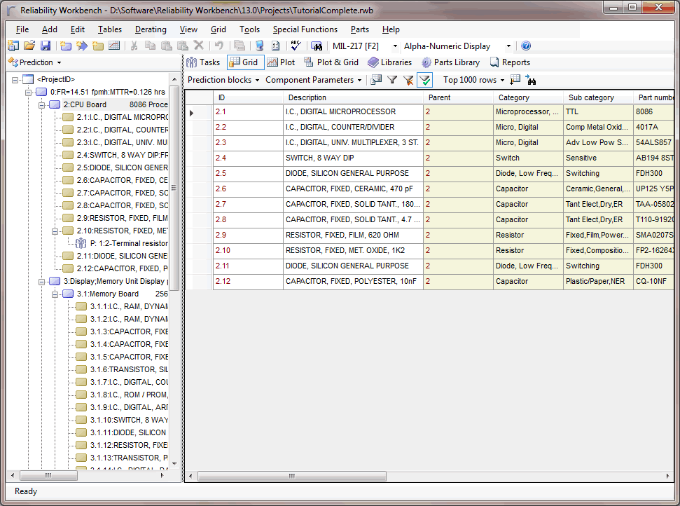 Introduction to Prediction in Reliability Workbench — pred grid